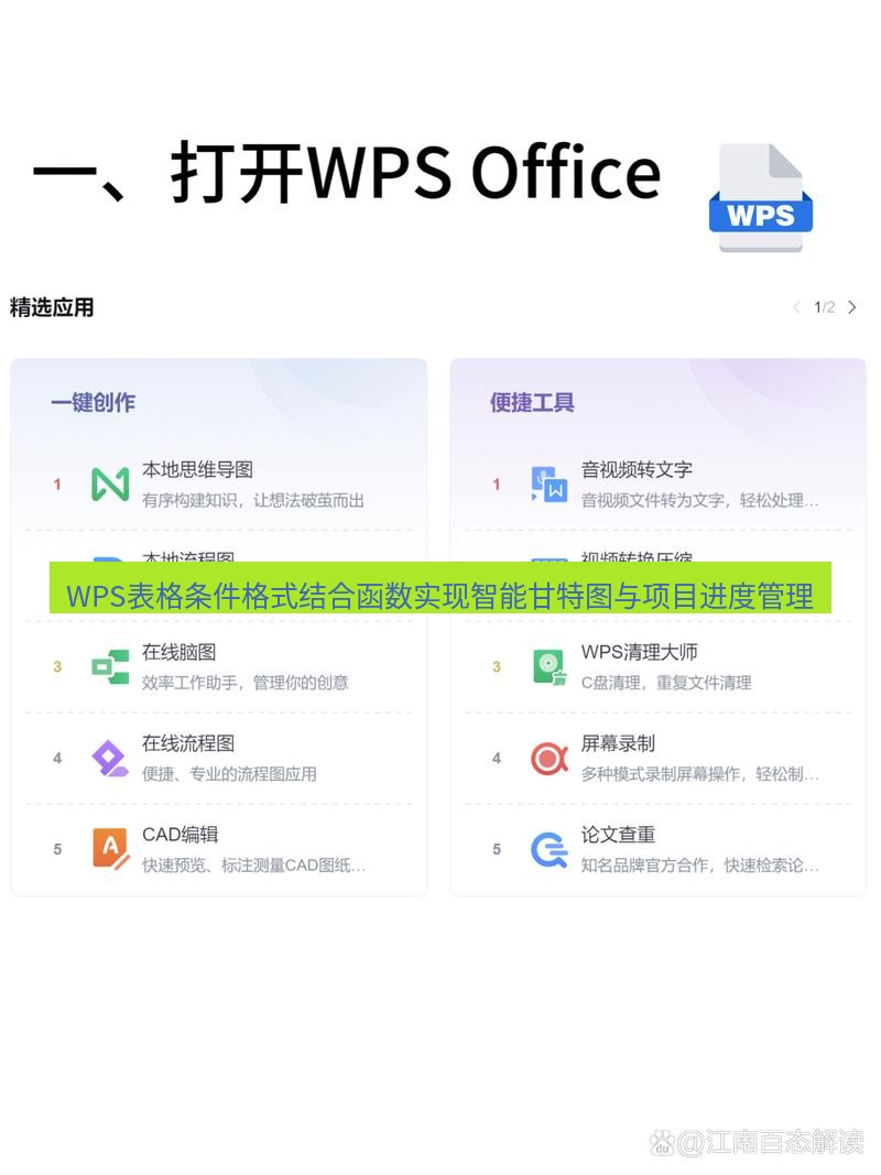 wps下载 WPS表格条件格式结合函数实现智能甘特图与项目进度管理