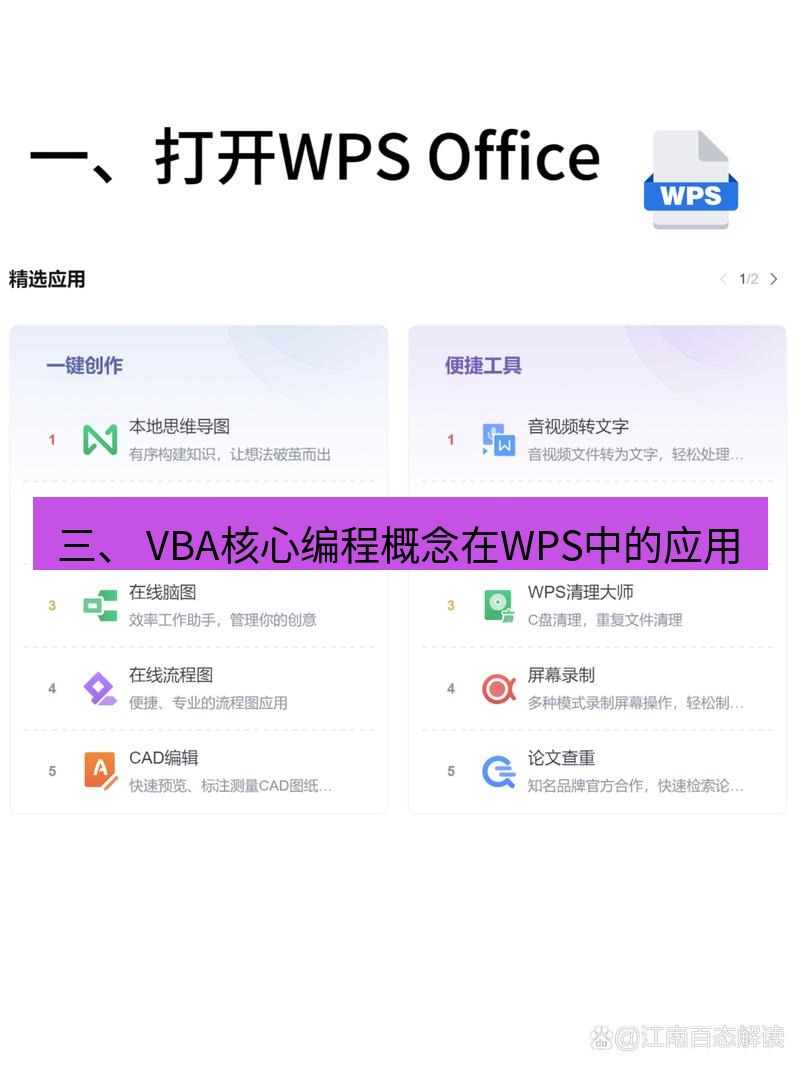 wps下载 三、 VBA核心编程概念在WPS中的应用