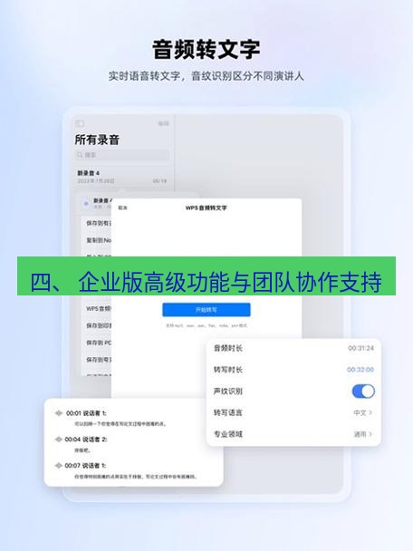 wps下载 四、 企业版高级功能与团队协作支持