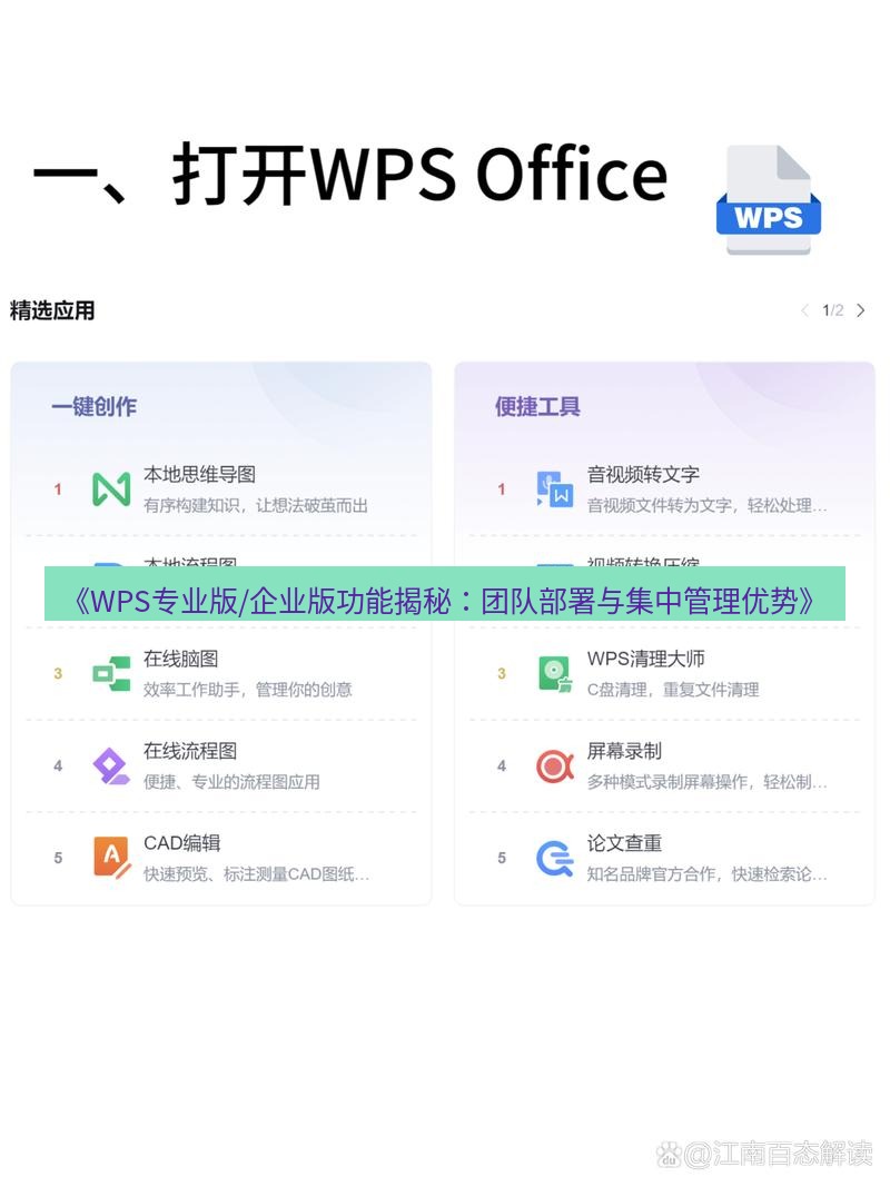 wps下载 《WPS专业版/企业版功能揭秘：团队部署与集中管理优势》