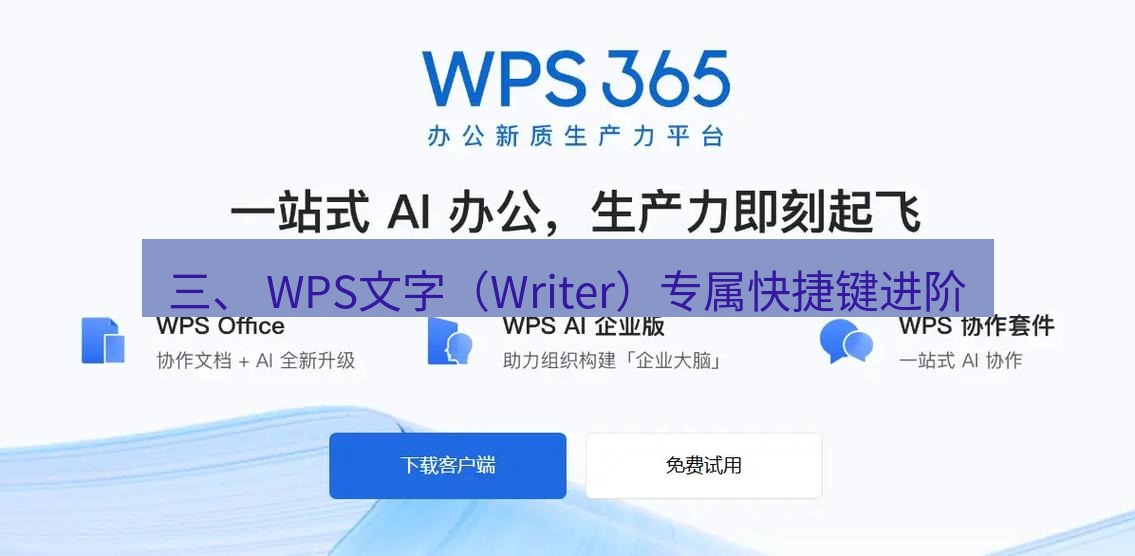 wps下载 三、 WPS文字（Writer）专属快捷键进阶