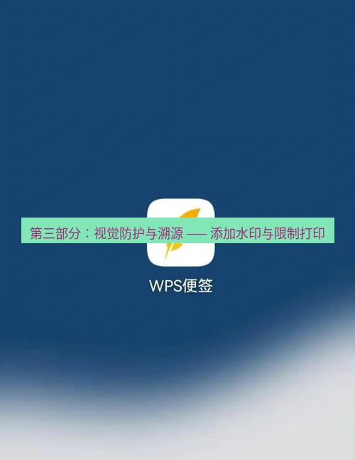 wps下载 第三部分：视觉防护与溯源 —— 添加水印与限制打印