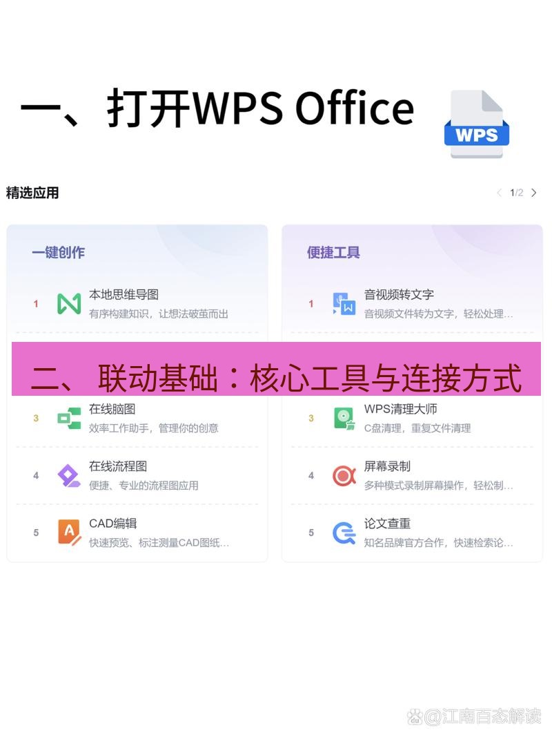 wps下载 二、 联动基础：核心工具与连接方式